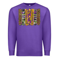 Purple mardi gras fleur de lis cowhide serape leopard glitter brushstrokes Premium Sweatshirt - Artiststas