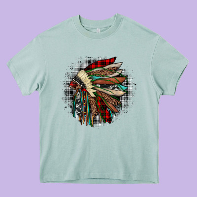 Indian Headdress Heavy Core Tee Designed By Jahusdesignshop