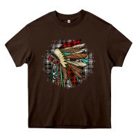 Chocolate Brown indian headdress Heavy Core Tee - JahusDesignShop