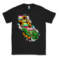 Black California Map Sunflower Cactus Serape Classic Tee - RanaPortraitStore