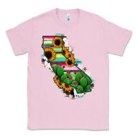 Bubblegum Pink California Map Sunflower Cactus Serape Classic Tee - RanaPortraitStore