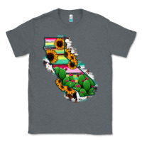 Charcoal Heather California Map Sunflower Cactus Serape Classic Tee - RanaPortraitStore