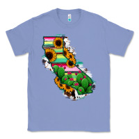 Colony Blue California Map Sunflower Cactus Serape Classic Tee - RanaPortraitStore