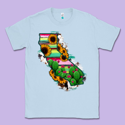 California Map Sunflower Cactus Serape Classic Tee Designed By Ranaportraitstore