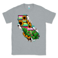 Heather Grey California Map Sunflower Cactus Serape Classic Tee - RanaPortraitStore
