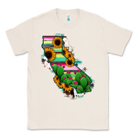 Natural California Map Sunflower Cactus Serape Classic Tee - RanaPortraitStore