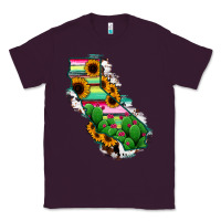 Plum California Map Sunflower Cactus Serape Classic Tee - RanaPortraitStore