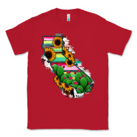 Red California Map Sunflower Cactus Serape Classic Tee - RanaPortraitStore