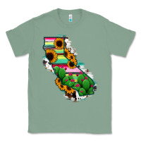 Sage California Map Sunflower Cactus Serape Classic Tee - RanaPortraitStore