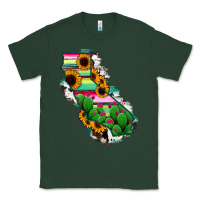 Sports Green California Map Sunflower Cactus Serape Classic Tee - RanaPortraitStore