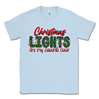 Dusty Blue festive christmas lights text art Classic Tee - CowhideDigitalArt
