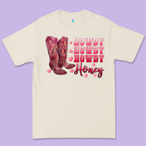 Howdy Howdy Howdy Honey With Cowgirl Boots Premium Tee Designed By Ranaportraitstore