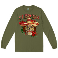 Army Green Chingona with roses Mexico Long Sleeve Tee - HowdyJamesFarm