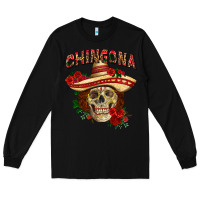Black Chingona with roses Mexico Long Sleeve Tee - HowdyJamesFarm
