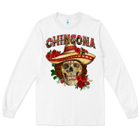 White Chingona with roses Mexico Long Sleeve Tee - HowdyJamesFarm
