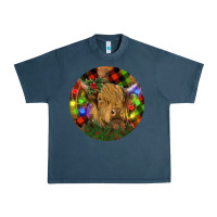 Midnight Navy Brown Cow Christmas Urban Heavy Tee - RanaPortraitStore