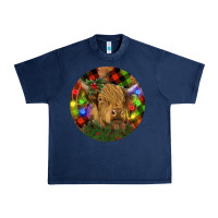 Navy Brown Cow Christmas Urban Heavy Tee - RanaPortraitStore