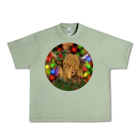 Oil Green Brown Cow Christmas Urban Heavy Tee - RanaPortraitStore