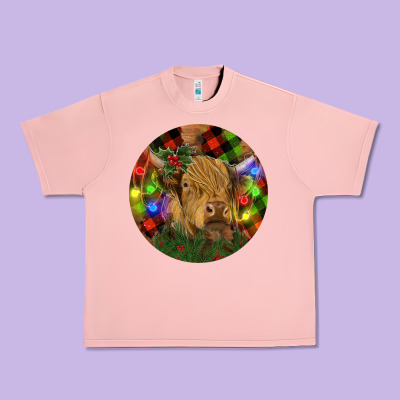 Brown Cow Christmas Urban Heavy Tee Designed By Ranaportraitstore