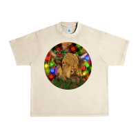 Sandshell Brown Cow Christmas Urban Heavy Tee - RanaPortraitStore