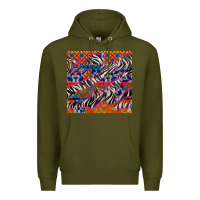 Army Green african ankara zebra seamless pattern Premium Hoodie - BundleAndBundleShop