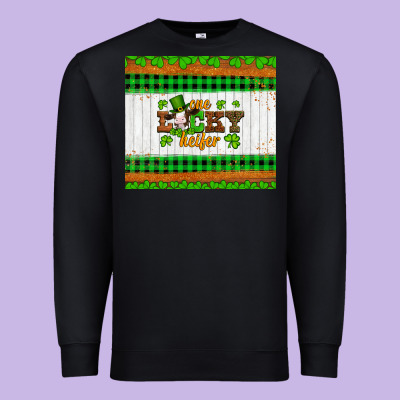 St Patricks One Lucky Heifer Premium Sweatshirt Designed By Artiststas