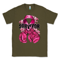 Army Green Survivor Breast Cancer with boxing gloves Classic Tee - NancyCooperArtShop