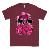 Burgundy Survivor Breast Cancer with boxing gloves Classic Tee - NancyCooperArtShop