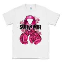 White Survivor Breast Cancer with boxing gloves Classic Tee - NancyCooperArtShop