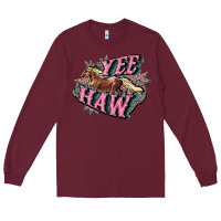 Burgundy Yee haw Long Sleeve Tee - HowdyJamesFarm