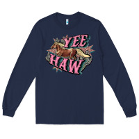 Navy Yee haw Long Sleeve Tee - HowdyJamesFarm