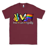 Burgundy Peace love equality Classic Tee - NancyCooperArtShop