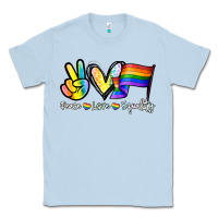 Dusty Blue Peace love equality Classic Tee - NancyCooperArtShop
