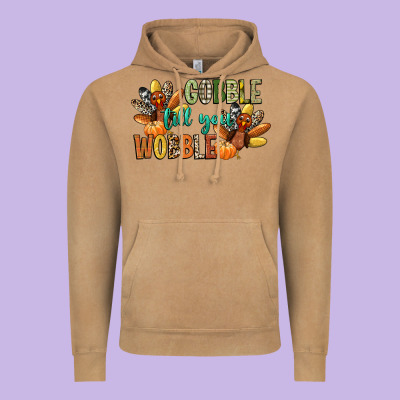 Gobble Till You Wobble Vintage Hoodie Designed By Cowgirlartshop