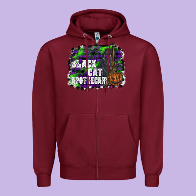 Black Cat Apothecary Zipper Hoodie Designed By Sublimationcraftshop