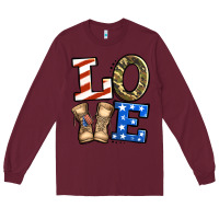 Burgundy 4th of July Army Love Long Sleeve Tee - Jasminsmagicworld