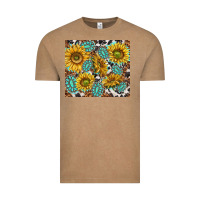 Vintage Coffee turquoise sunflowers with gemstones Vintage Tee - TumblerDesignByShophia