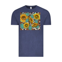 Vintage Denim turquoise sunflowers with gemstones Vintage Tee - TumblerDesignByShophia