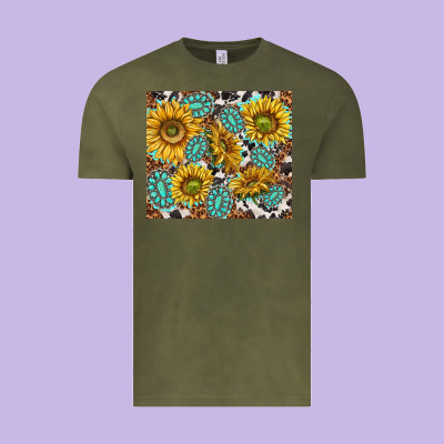 Turquoise Sunflowers With Gemstones Vintage Tee Designed By Tumblerdesignbyshophia