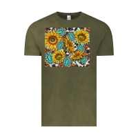Vintage Olive turquoise sunflowers with gemstones Vintage Tee - TumblerDesignByShophia