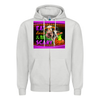 Dove Grey eat drink and be scary cow Zipper Hoodie - LillyAllenDesigns