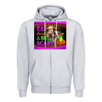Heather Grey eat drink and be scary cow Zipper Hoodie - LillyAllenDesigns