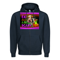 Navy eat drink and be scary cow Zipper Hoodie - LillyAllenDesigns