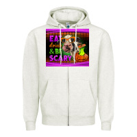 Oatmeal Heather eat drink and be scary cow Zipper Hoodie - LillyAllenDesigns