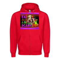 Red eat drink and be scary cow Zipper Hoodie - LillyAllenDesigns