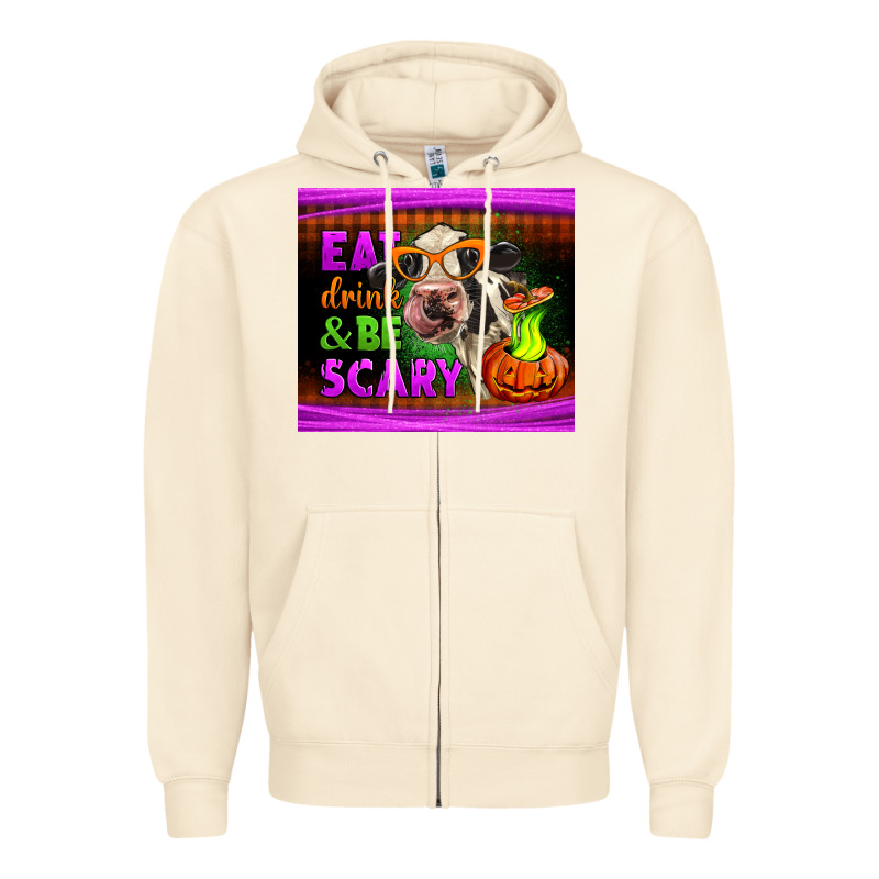 Eat Drink And Be Scary Cow Zipper Hoodie by LillyAllenDesigns | Teevron