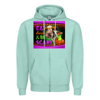 Seafoam eat drink and be scary cow Zipper Hoodie - LillyAllenDesigns