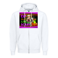 White eat drink and be scary cow Zipper Hoodie - LillyAllenDesigns