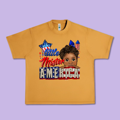 Little Mister America Black Boy Urban Heavy Tee Designed By Cowgirlartshop