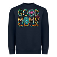 Navy Good Moms Say Bad Words Heavyweight Sweatshirt - CowhideDigitalArt
